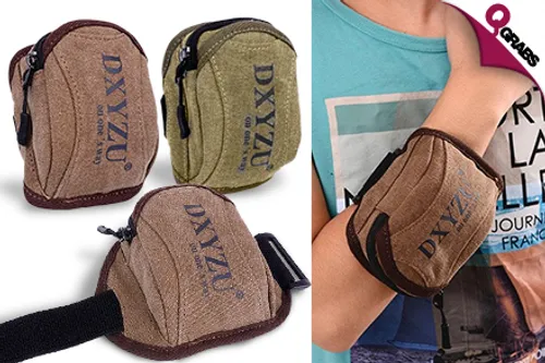From QR29 Keep your Valuables as Close as Possible with a Canvas Wrist Pouch - Choose from Two Classic Colors! (Up to QR59 Value)